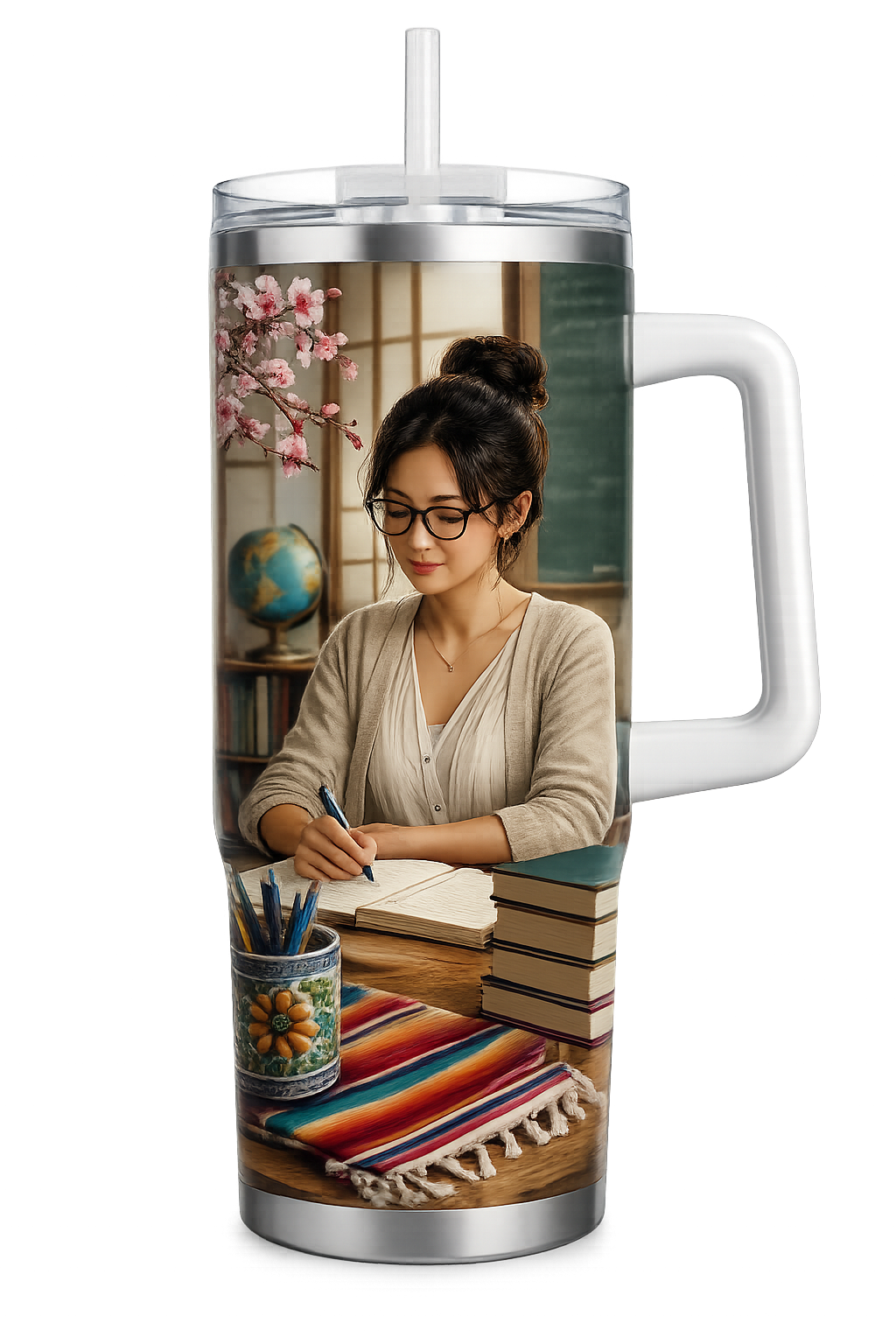 Personalized 40 oz Handled Stainless Steel Tumbler
