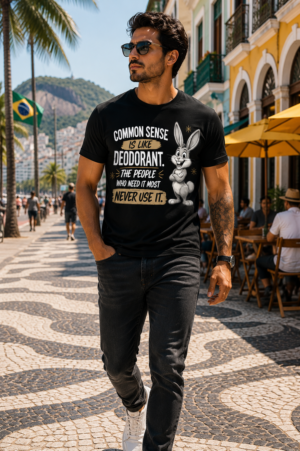 Common Sense Is Like Deodorant – Premium Unisex T-Shirt