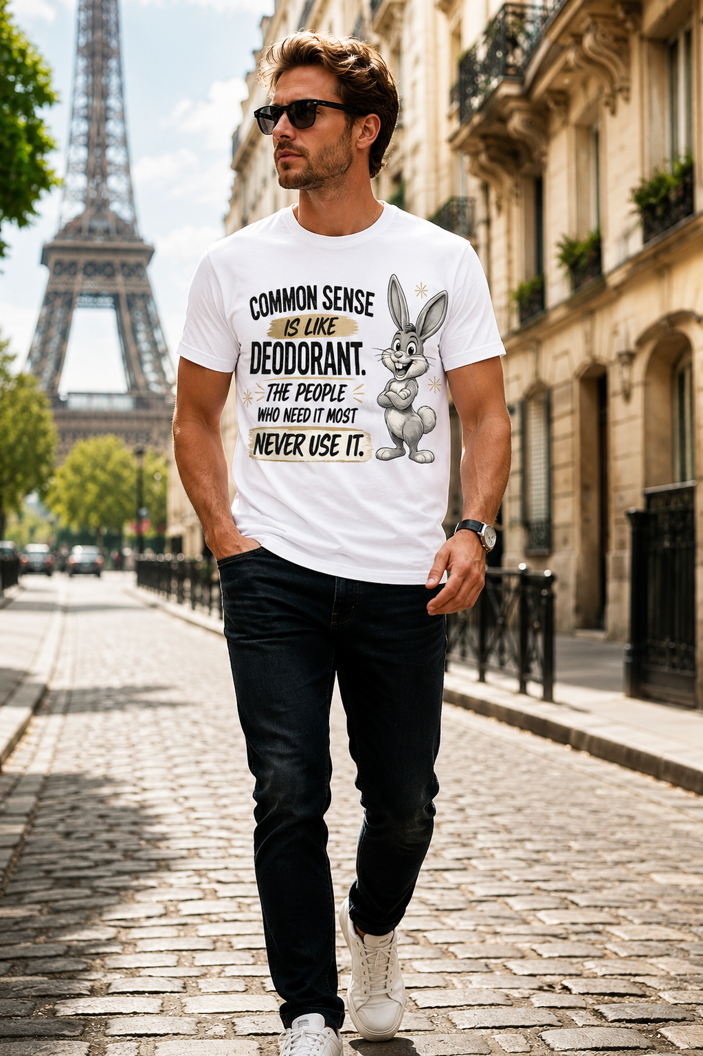 Common Sense Is Like Deodorant – Premium Unisex T-Shirt