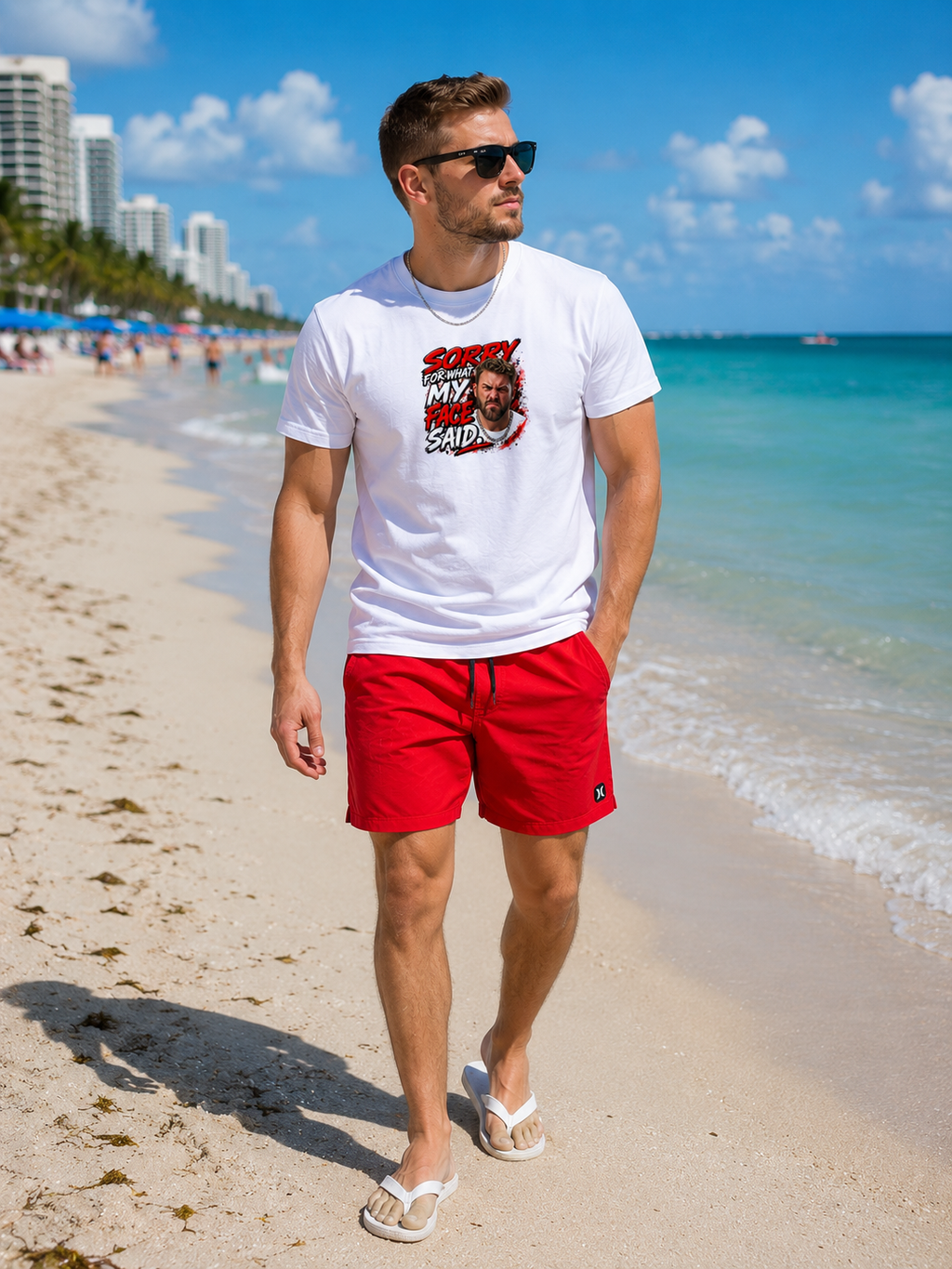 Sorry For What My Face Said | Funny Graphic T-Shirt – White Male