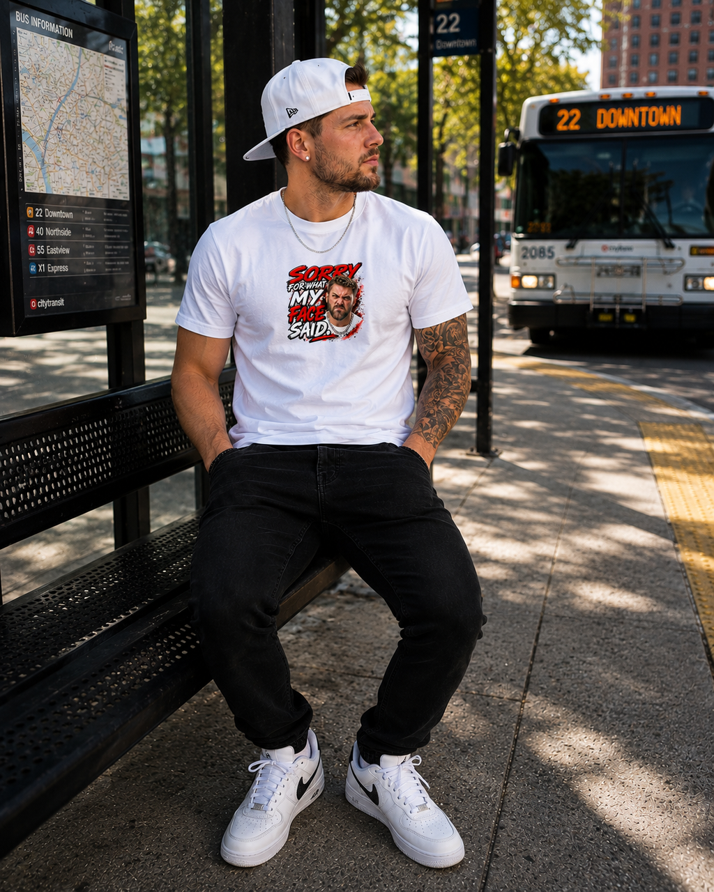 Sorry For What My Face Said | Funny Graphic T-Shirt – White Male