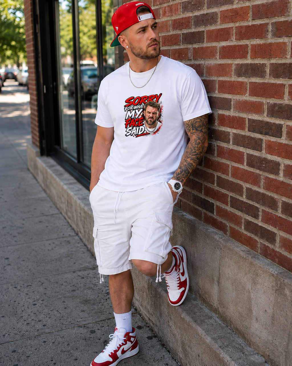 Sorry For What My Face Said | Funny Graphic T-Shirt – White Male