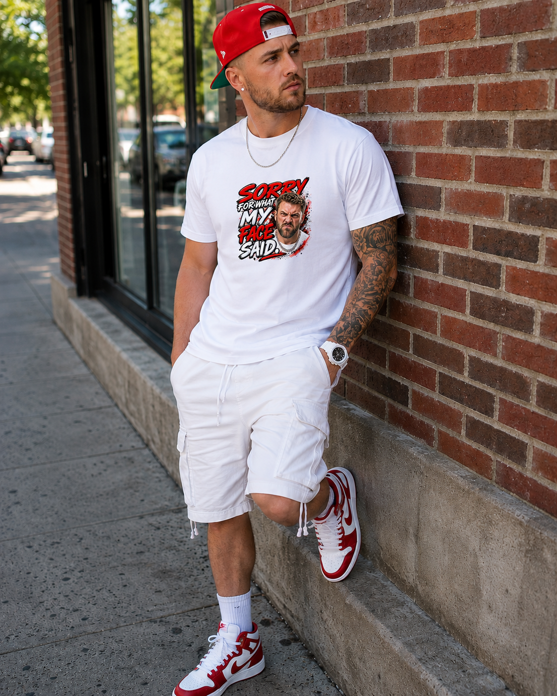 Sorry For What My Face Said | Funny Graphic T-Shirt – White Male