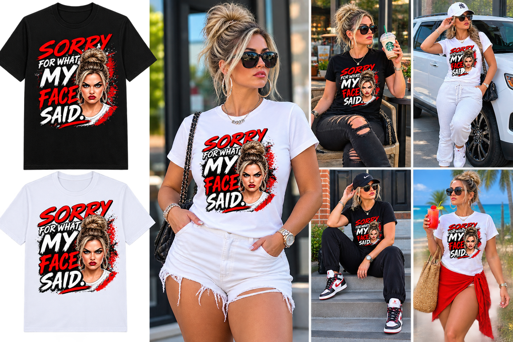 Sorry For What My Face Said | Funny Graphic T-Shirt – Women