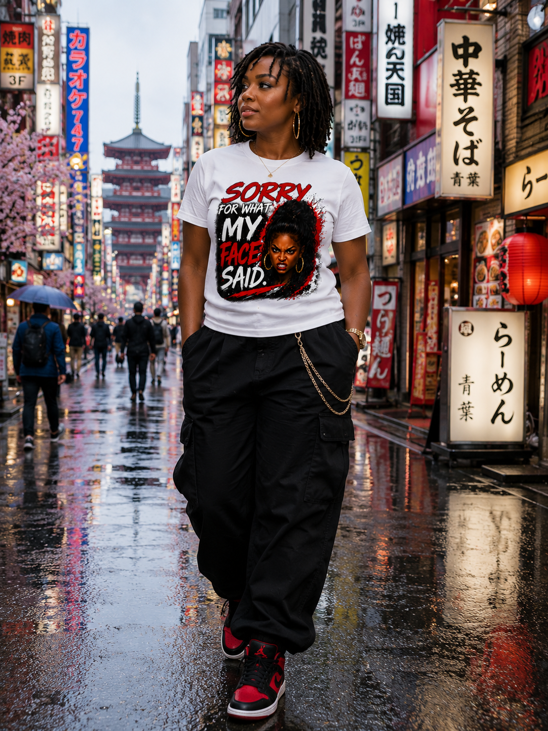 Sorry For What My Face Said | Funny Graphic T-Shirt – Black Woman
