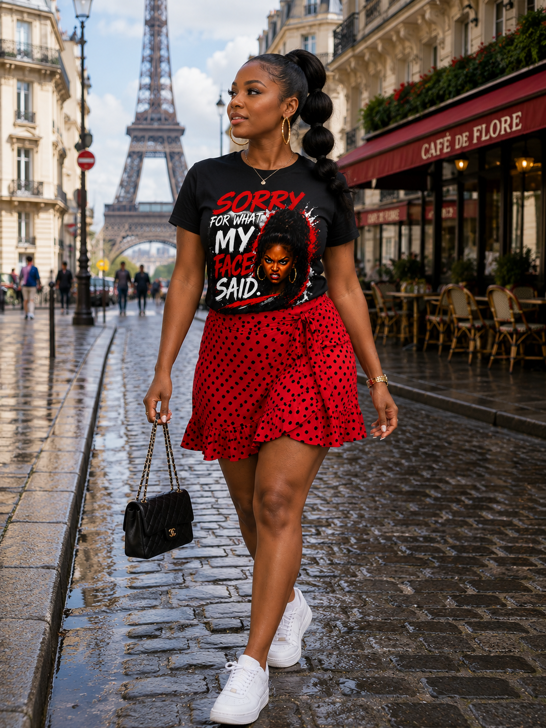 Sorry For What My Face Said | Funny Graphic T-Shirt – Black Woman