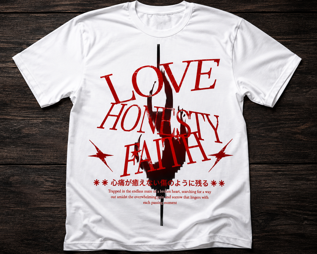Love, Honesty & Faith – Premium Graphic T-Shirt