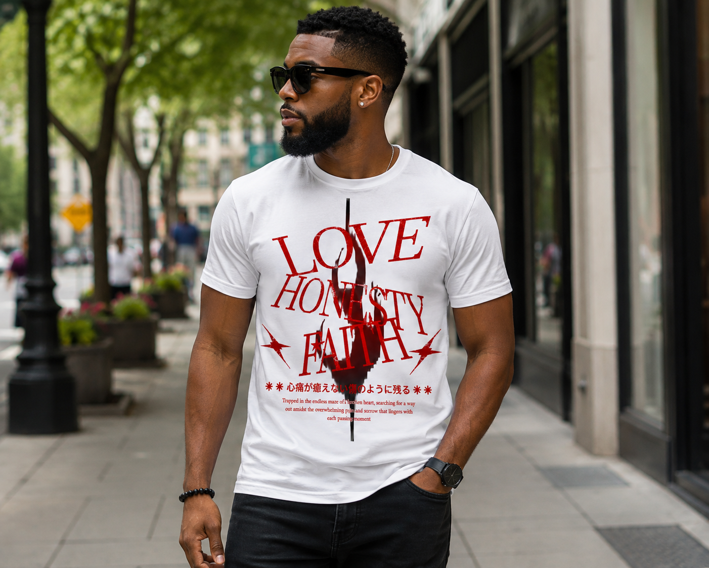 Love, Honesty & Faith – Premium Graphic T-Shirt