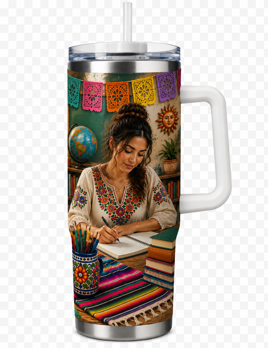 Personalized 40 oz Handled Stainless Steel Tumbler